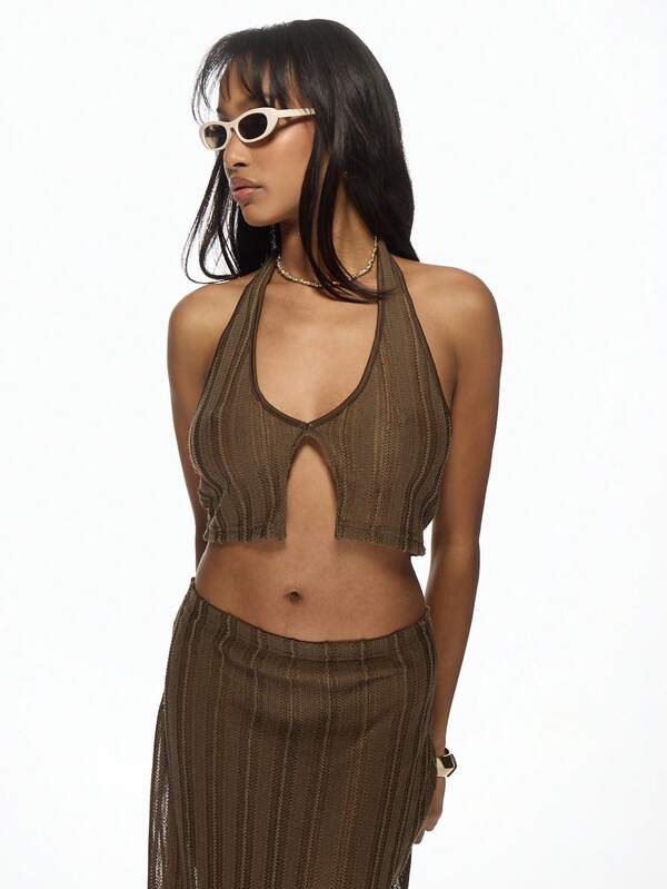 MISSGUIDED Elegant Ribbed Crochet Two-Piece Set