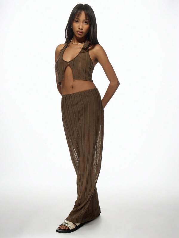 MISSGUIDED Elegant Ribbed Crochet Two-Piece Set