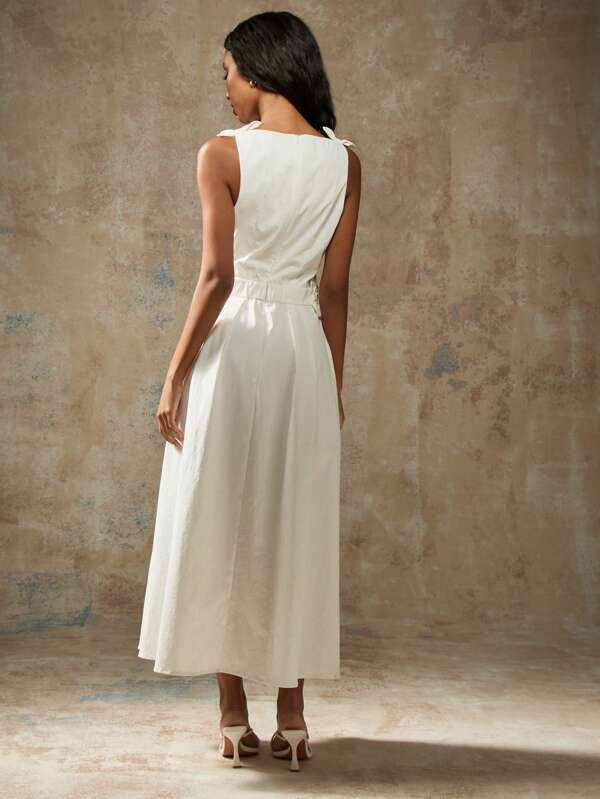 MISSGUIDED Elegant Sleeveless Crop Top High Waist Full Skirt Maxi Dress
