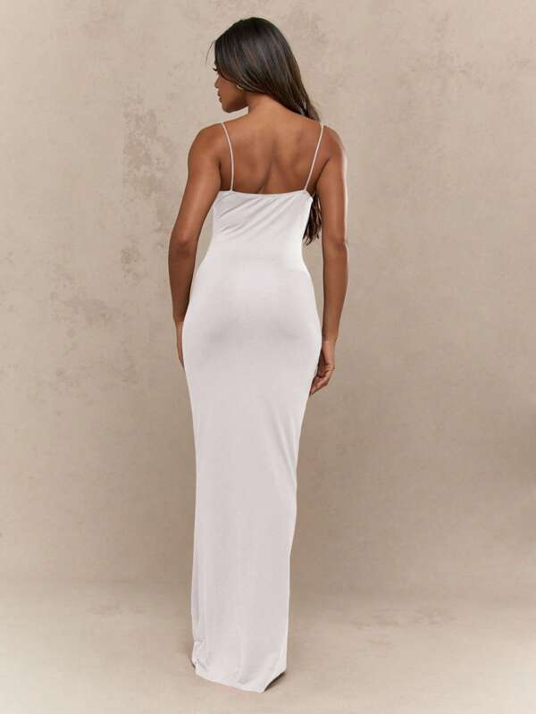 MISSGUIDED Elegant Straight Neck Cami Sleeveless Bodycon Maxi Dress