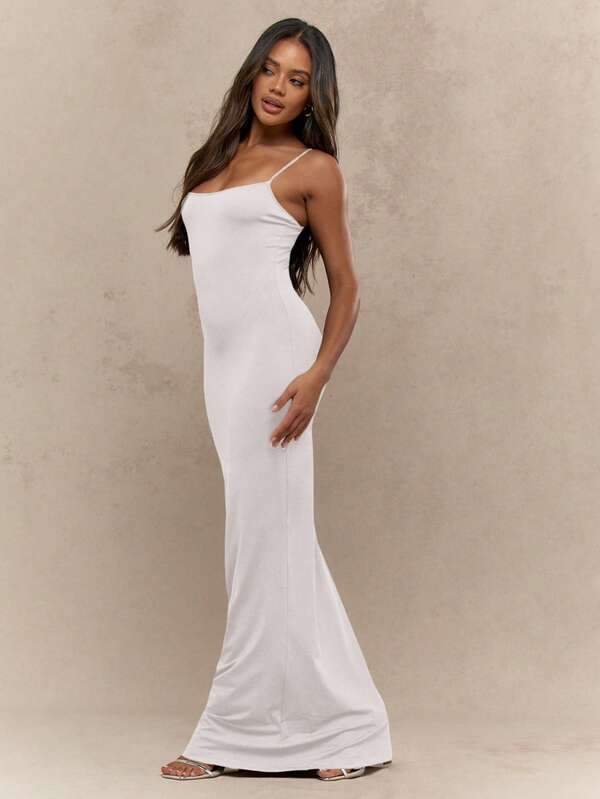 MISSGUIDED Elegant Straight Neck Cami Sleeveless Bodycon Maxi Dress