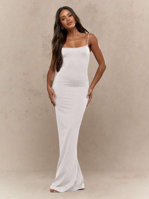 MISSGUIDED Elegant Straight Neck Cami Sleeveless Bodycon Maxi Dress