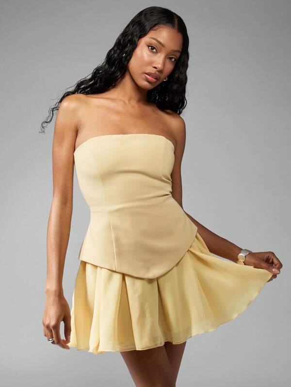 MISSGUIDED Elegant Strapless A-Line Mini Dress