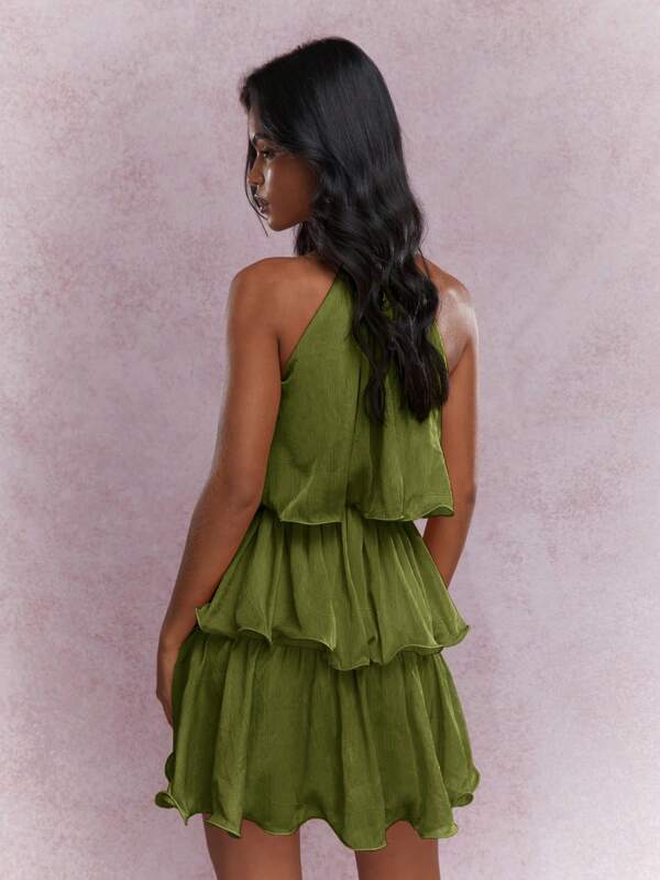 MISSGUIDED Elegant Tiered Ruffle Sleeveless Mini Dresses