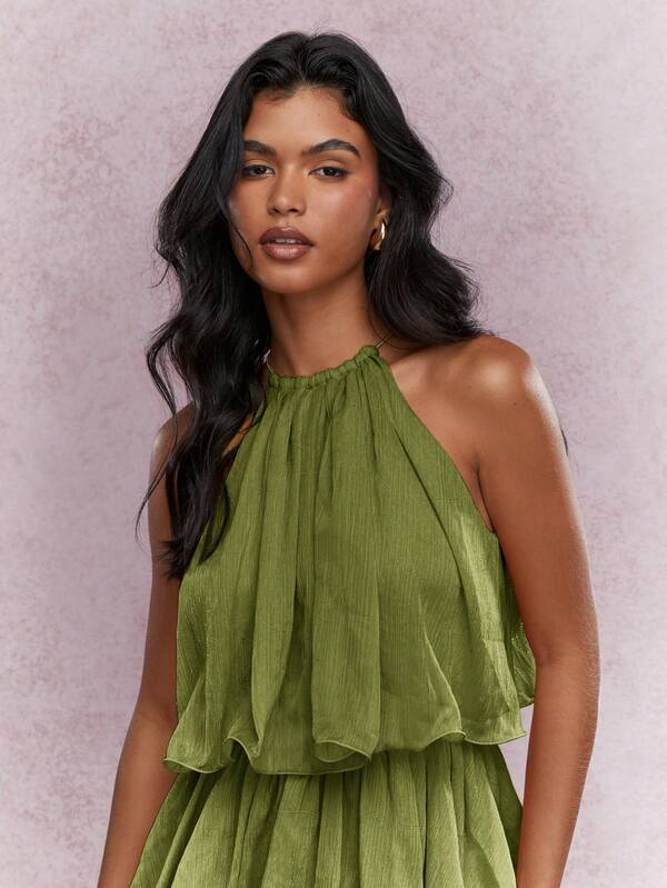 MISSGUIDED Elegant Tiered Ruffle Sleeveless Mini Dresses