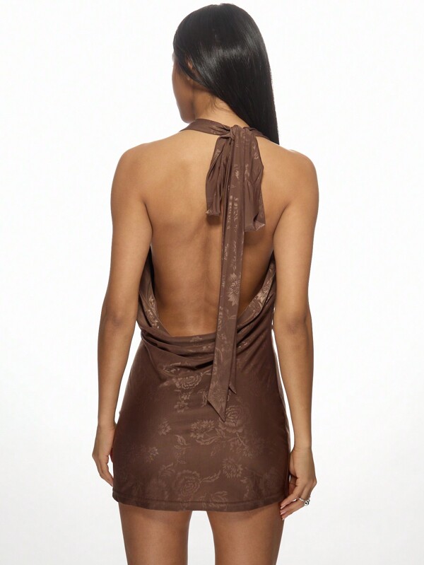 MISSGUIDED Elegant Velour Mini Dress With Plunge Neck And Cowl Draping