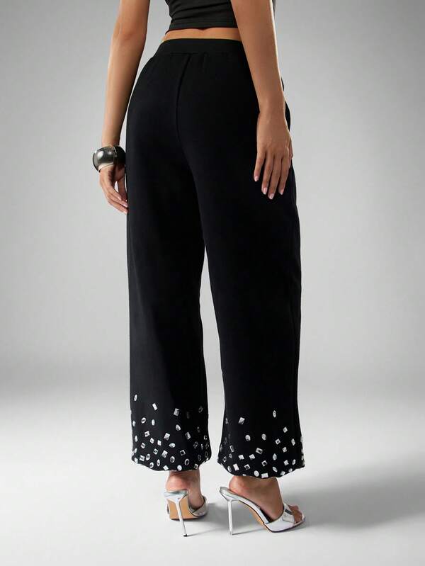 MISSGUIDED Embellished Joggers With Sequin Hem Detail