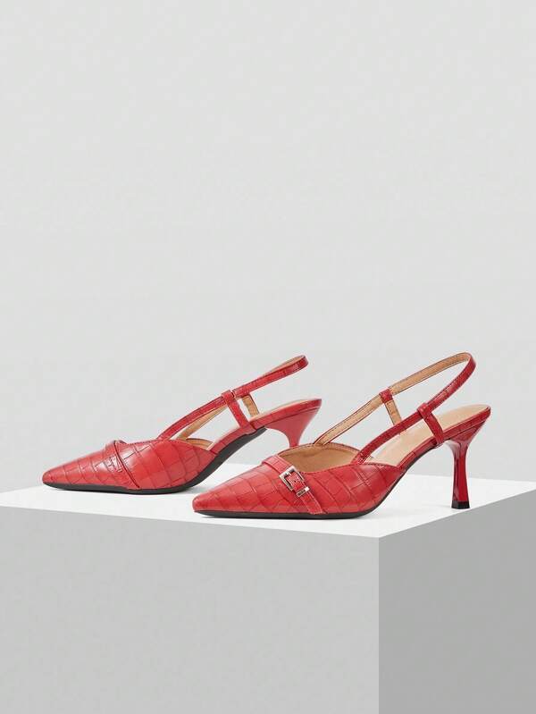 MISSGUIDED Embossed Slingback Pumps With Buckle Detail