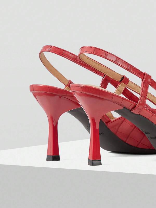 MISSGUIDED Embossed Slingback Pumps With Buckle Detail