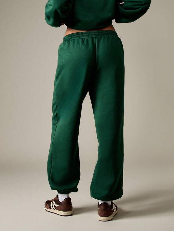 MISSGUIDED Embroidered Baggy Jogger Pants With Cuffed Ankles