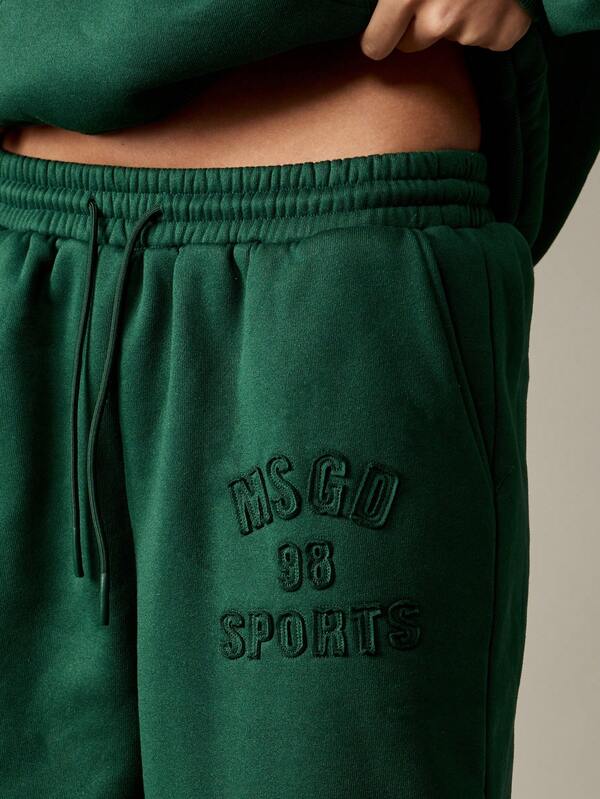 MISSGUIDED Embroidered Baggy Jogger Pants With Cuffed Ankles