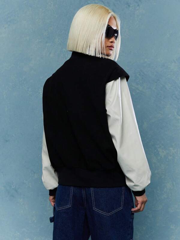MISSGUIDED Embroidered Logo Varsity Jacket Winter Wear