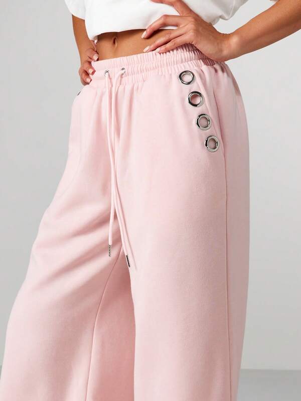 MISSGUIDED Eyelet Wide Leg High Waisted Joggers