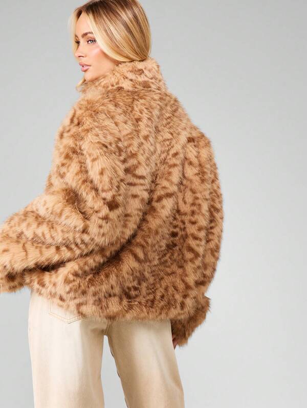 MISSGUIDED Faux Fur Zip Up Cropped Jacket