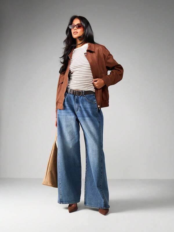 MISSGUIDED Faux Suede Bomber Jacket With Ribbed Cuffs