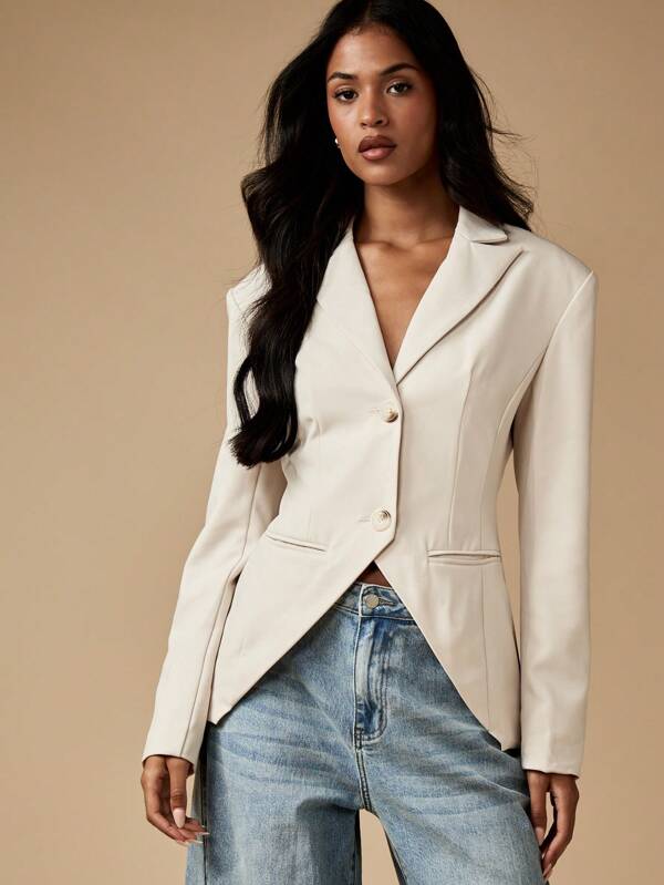 MISSGUIDED Fitted Blazer With Lapel And Side Pockets