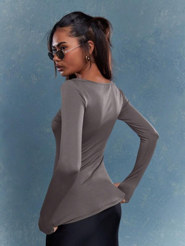 MISSGUIDED Fitted Boat Neck Long Sleeves T-Shirt