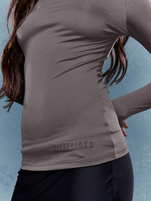 MISSGUIDED Fitted Boat Neck Long Sleeves T-Shirt