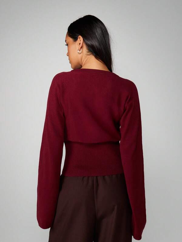 MISSGUIDED Fitted Button Front Cardigan With Ribbed Details
