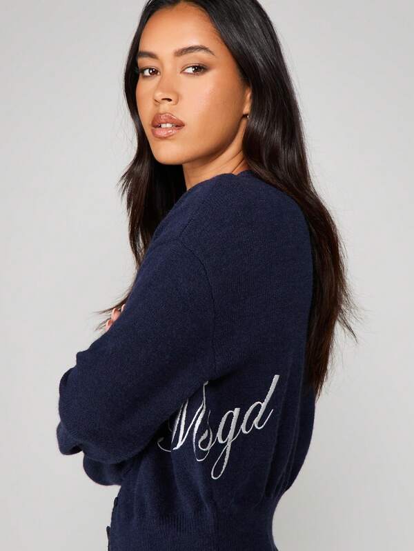 MISSGUIDED Fitted Cardigan With Embroidered Detail