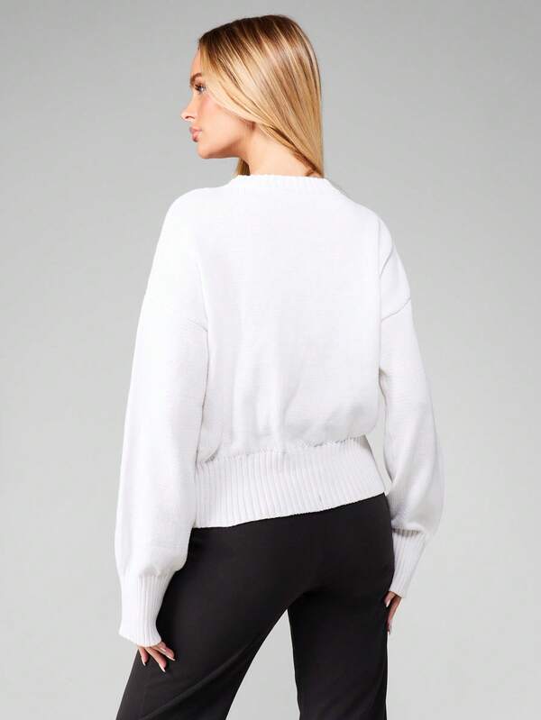 MISSGUIDED Fitted Waist Ribbed Knit Sweater