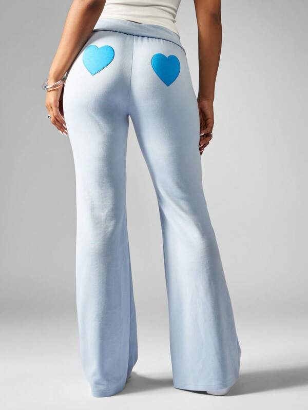 MISSGUIDED Flared Leg Loungewear Sweatpants With Heart Pattern