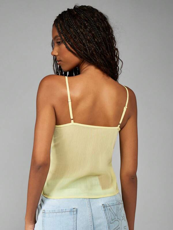 MISSGUIDED Floral Accent Sleeveless Cami Top With Butterfly Detail