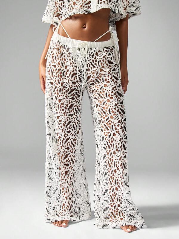 MISSGUIDED Floral Crochet Matching Set Two-Piece Outfit