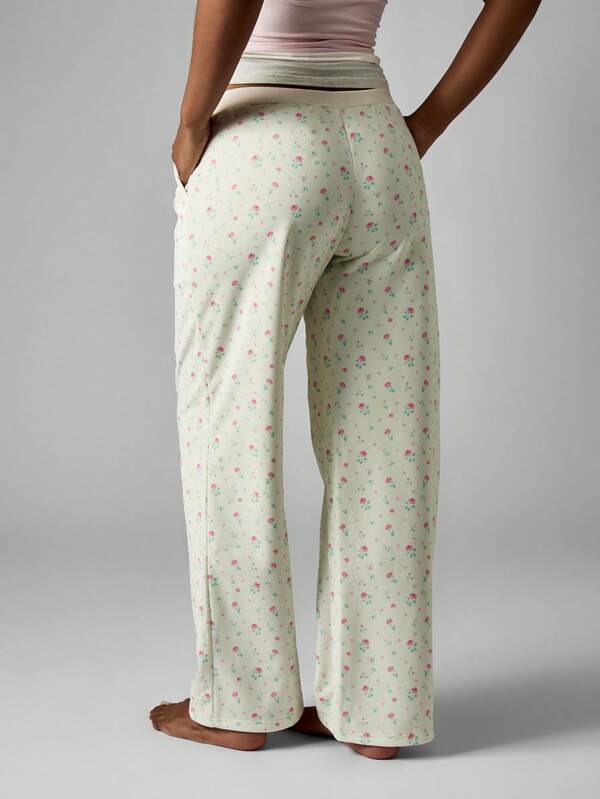 MISSGUIDED Floral Print Pajama Pants With Bow Tie