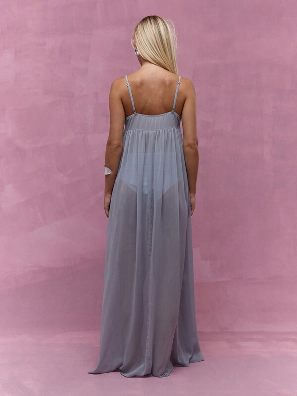 MISSGUIDED Flowy Sheer Cami Maxi Dress Shorts Two Piece Set