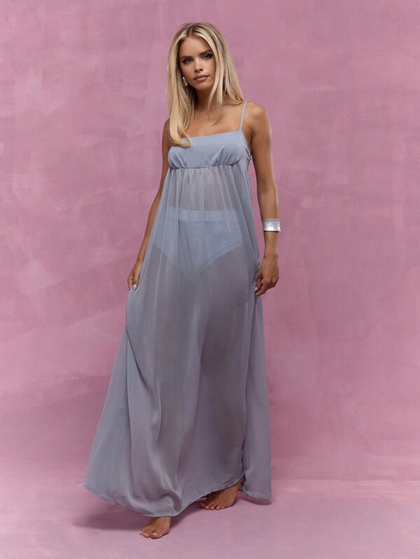 MISSGUIDED Flowy Sheer Cami Maxi Dress Shorts Two Piece Set