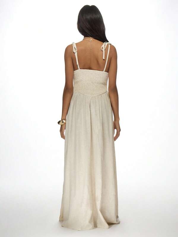 MISSGUIDED Flowy Sleeveless Shirred Bodice Women Maxi Dress With Pockets