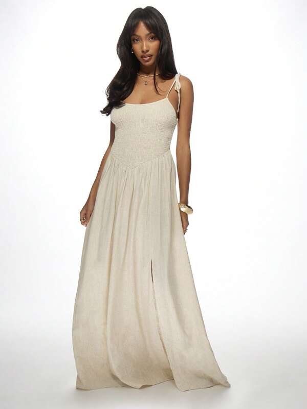 MISSGUIDED Flowy Sleeveless Shirred Bodice Women Maxi Dress With Pockets