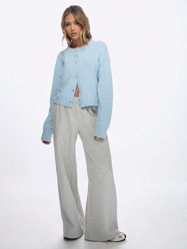 MISSGUIDED Fluffy Cozy Knit Button-Up Cardigan