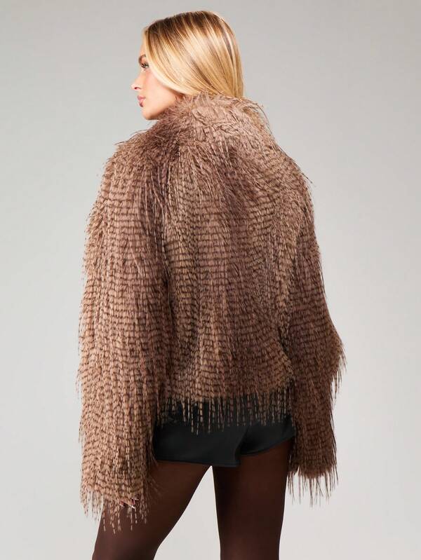 MISSGUIDED Fluffy Faux Fur Coat With Toggle Closures