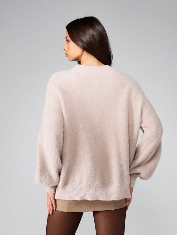 MISSGUIDED Fluffy Knit Cardigan With Gold Buttons