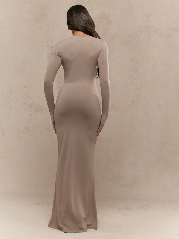 MISSGUIDED Form Fitting Long Sleeve Maxi Dress