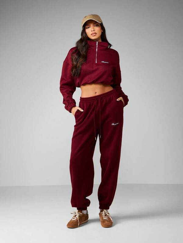 MISSGUIDED French Terry Wide Leg Joggers With Elastic Cuffs
