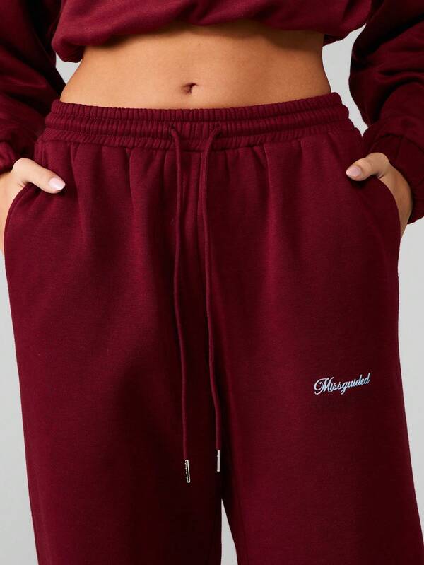 MISSGUIDED French Terry Wide Leg Joggers With Elastic Cuffs