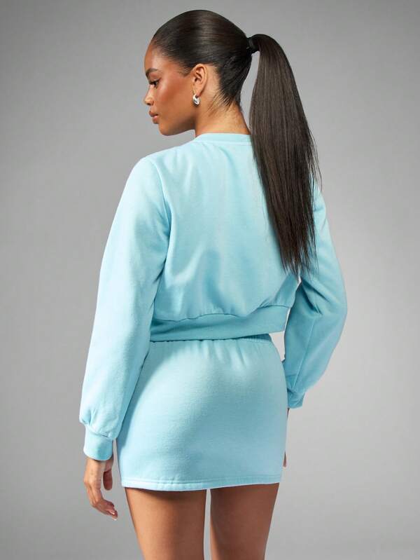 MISSGUIDED Front Popper Track Jacket With Mini Skirt Set