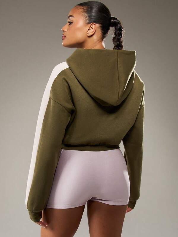 MISSGUIDED Full Zip Fitted Hoody With Drawstring