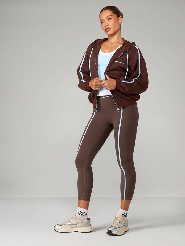 MISSGUIDED Full Zip Hooded Sweatshirt With Contrast Piping