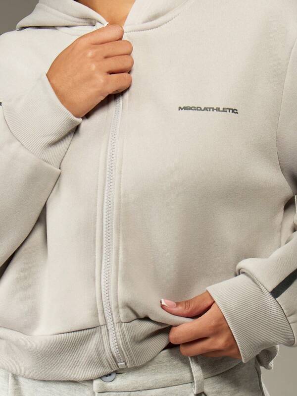 MISSGUIDED Full Zip Hooded Sweatshirt With Drawstring And Side Pockets