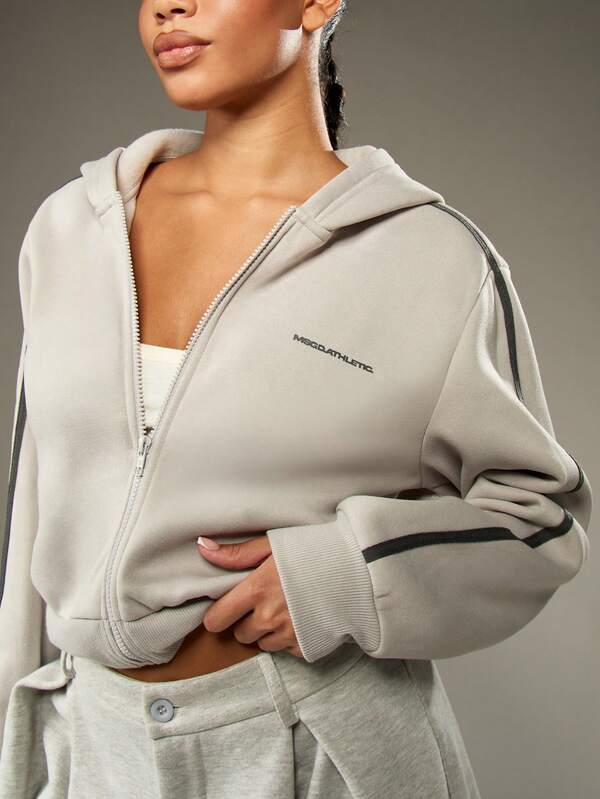 MISSGUIDED Full Zip Hooded Sweatshirt With Drawstring And Side Pockets