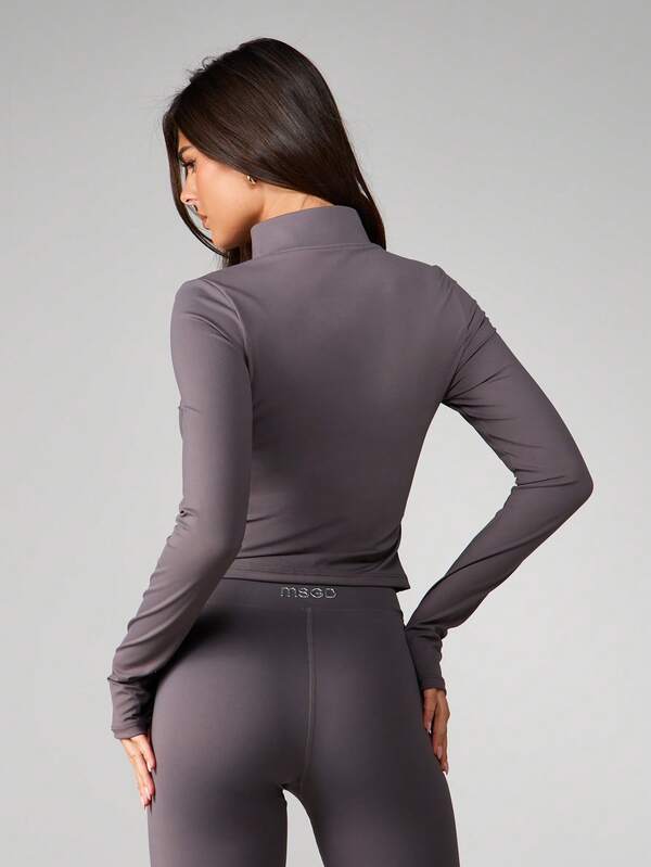 MISSGUIDED Full Zip Mock Neck Active Jacket