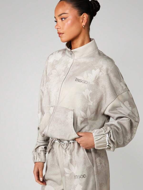 MISSGUIDED Full-Zip Track Jacket With Camo Print