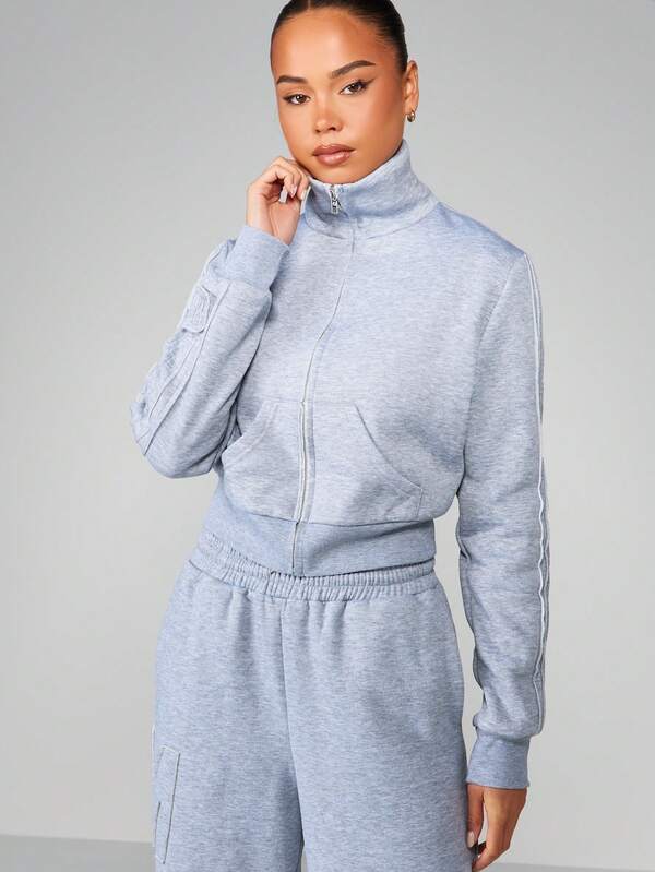 MISSGUIDED Funnel Neck Full Zip Sweatshirt With Long Sleeves
