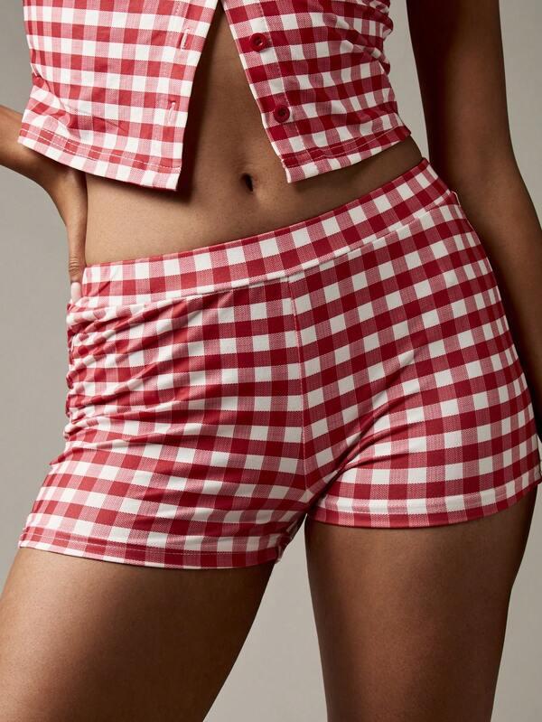 MISSGUIDED Gingham Crop Top And High Waist Shorts Coordinates
