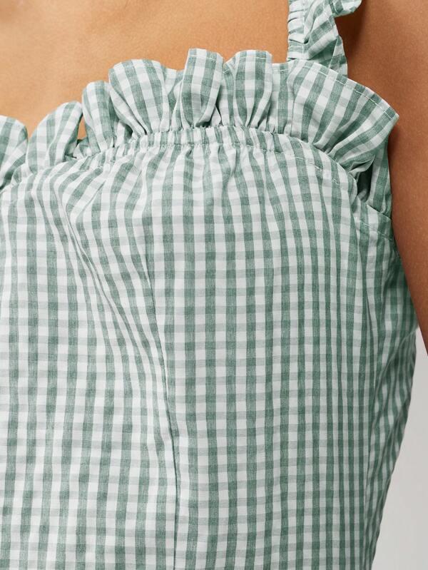 MISSGUIDED Gingham Ruffle Strap Square Neck Cottage Core Mini Dress