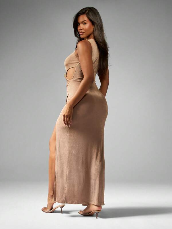 MISSGUIDED Glamorous Cutout Side Slit Maxi Dress